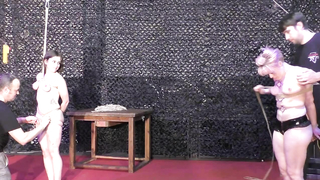 Breasts In Pain	Another public Breast Suspension for Little Red Girl