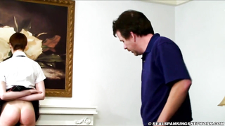 REAL SPANKINGS NETWORK - Lilly white ASS turns into a SCARLET RED ASS